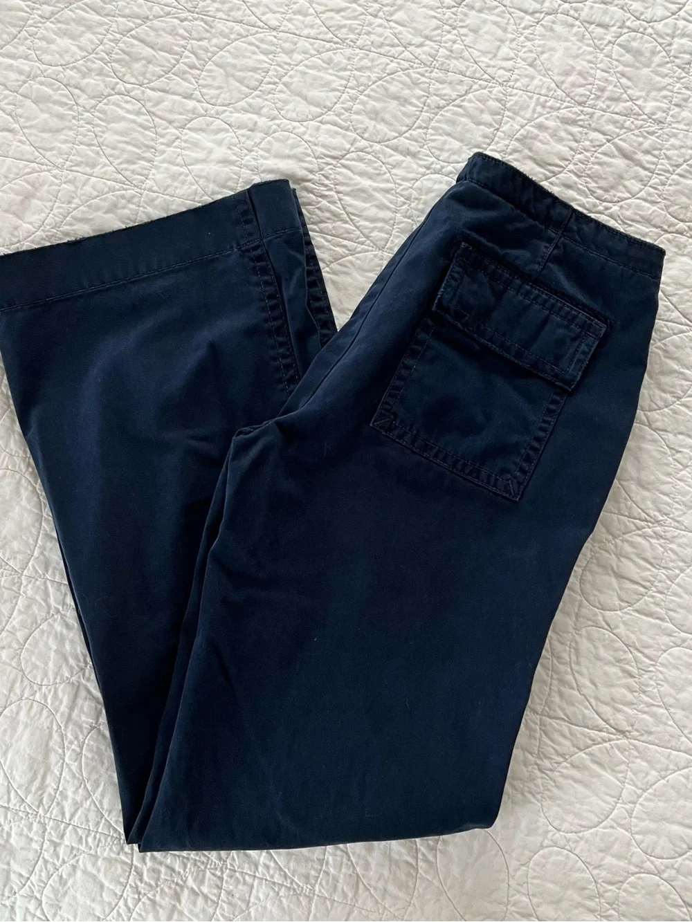 J. Crew Navy “City Fit” Drawstring Wide-Leg Cotton Pants Nautical Coastal